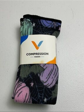 Viasox Women's Compression Socks - Black with Pink & Purple Accents